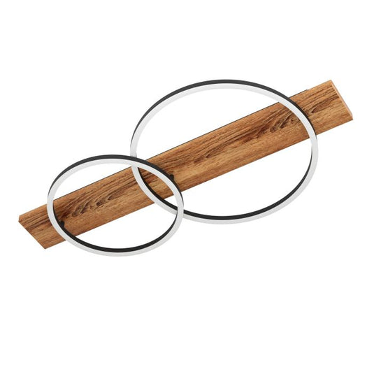 Candeeiro de teto LED com madeira e metal preto BOYAL EGLO