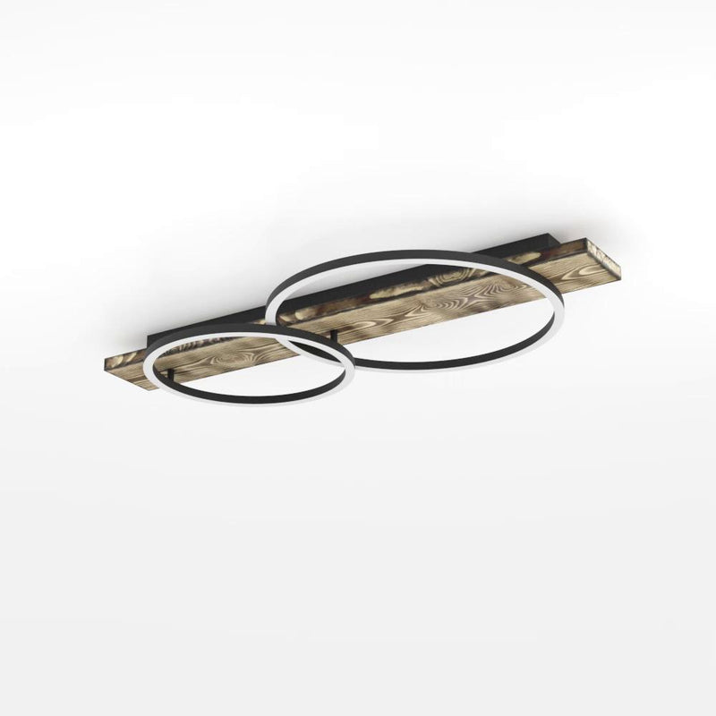 Carregue imagem no visualizador da galeriaCandeeiro de teto LED com madeira e metal preto BOYAL EGLO
