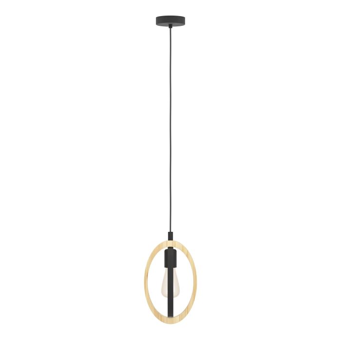 Carregue imagem no visualizador da galeriaCandeeiro de teto suspenso com elementos ovais em madeira e metal BASILDON EGLO
