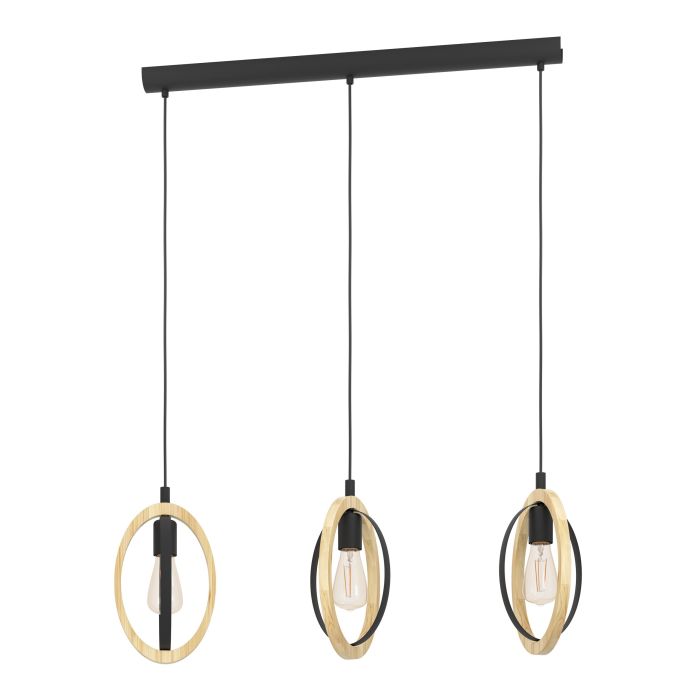 Load image into Gallery viewer, Candeeiro de teto suspenso com madeira e metal BASILDON EGLO
