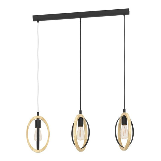 Candeeiro de teto suspenso com madeira e metal BASILDON EGLO