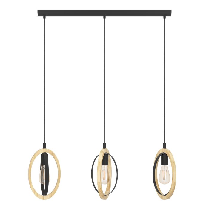 Load image into Gallery viewer, Candeeiro de teto suspenso com madeira e metal BASILDON EGLO
