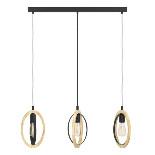 Candeeiro de teto suspenso com madeira e metal BASILDON EGLO