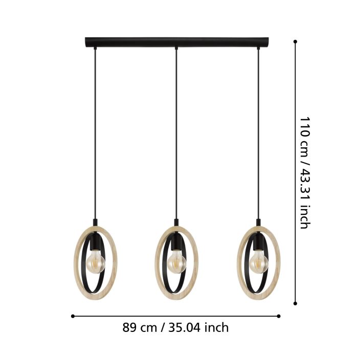 Load image into Gallery viewer, Candeeiro de teto suspenso com madeira e metal BASILDON EGLO
