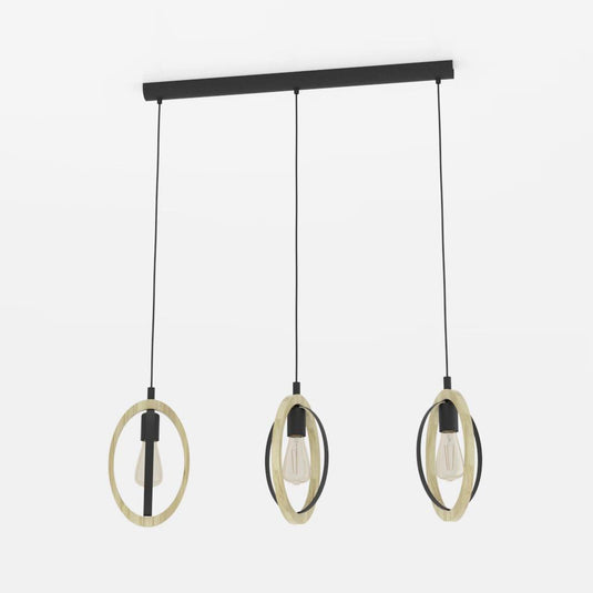 Candeeiro de teto suspenso com madeira e metal BASILDON EGLO