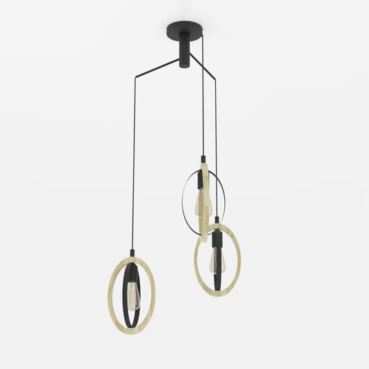 Candeeiro de teto suspenso com madeira e metal BASILDON EGLO