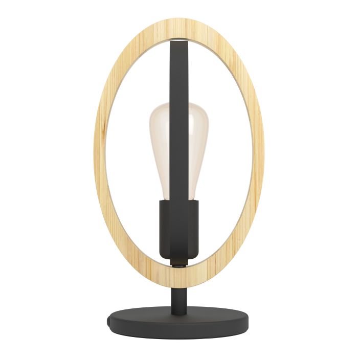Carregue imagem no visualizador da galeriaCandeeiro de Mesa com Elemento Oval em Madeira e Metal Preto BASILDON EGLO
