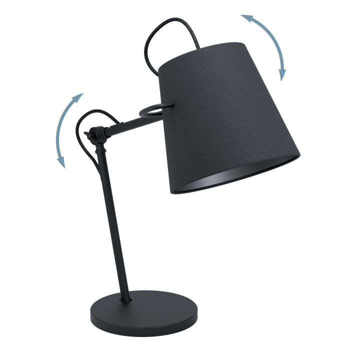 Chargez l'image dans la visionneuse de la galerie, Candeeiro de Mesa com Abajur em Tecido Preto GRANADILLOS EGLO
