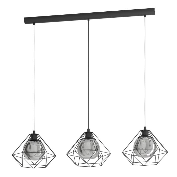 Carregue imagem no visualizador da galeriaCandeeiro de teto com três abajures de arame preto VERNHAM EGLO

