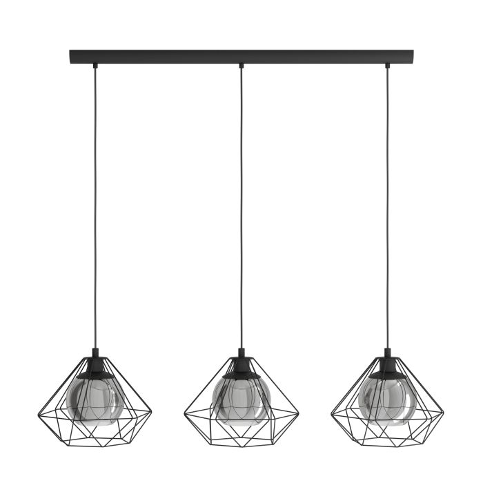 Carregue imagem no visualizador da galeriaCandeeiro de teto com três abajures de arame preto VERNHAM EGLO
