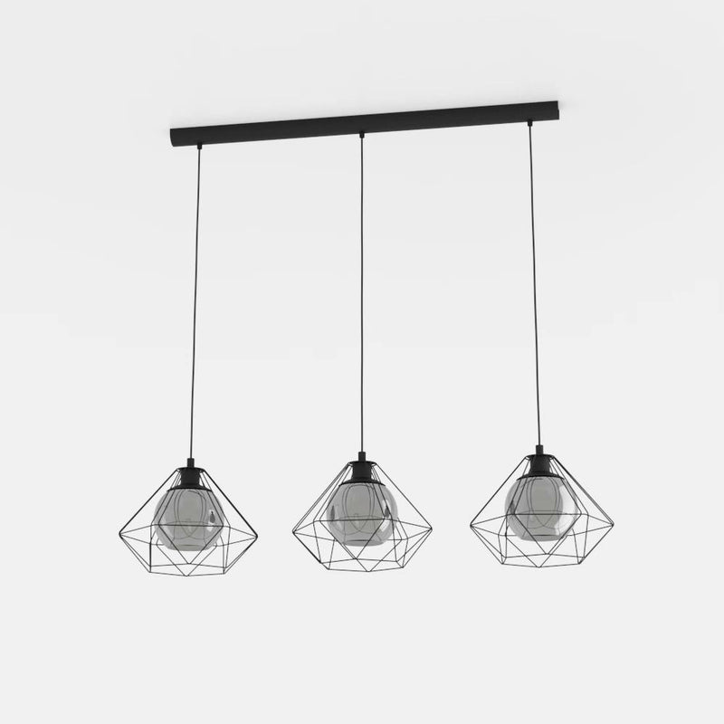 Carregue imagem no visualizador da galeriaCandeeiro de teto com três abajures de arame preto VERNHAM EGLO
