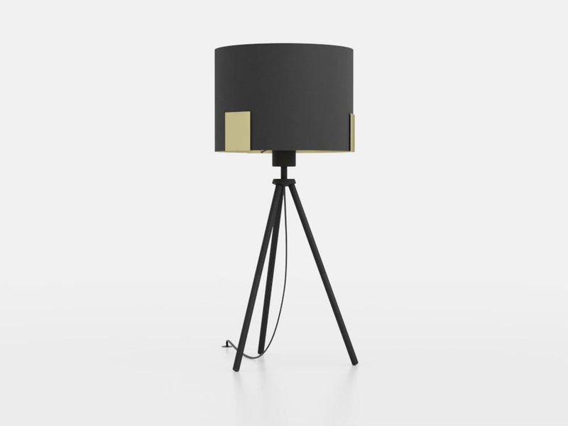 Cargue la imagen en el visor de la galería, Candeeiro de Mesa com Base Tripé e Abajur Têxtil Preto TORTOLA 1 EGLO

