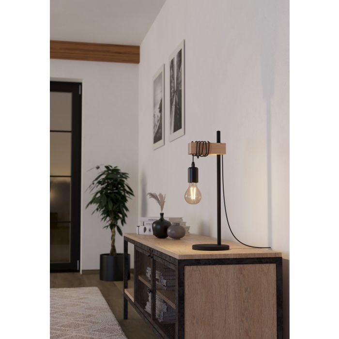 Load image into Gallery viewer, Candeeiro de Mesa com Madeira de Pinho e Metal TOWNSHEND EGLO
