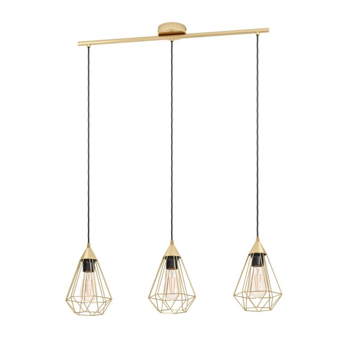 Carregue imagem no visualizador da galeriaCandeeiro de teto suspenso com abajures de arame latão TARBES EGLO
