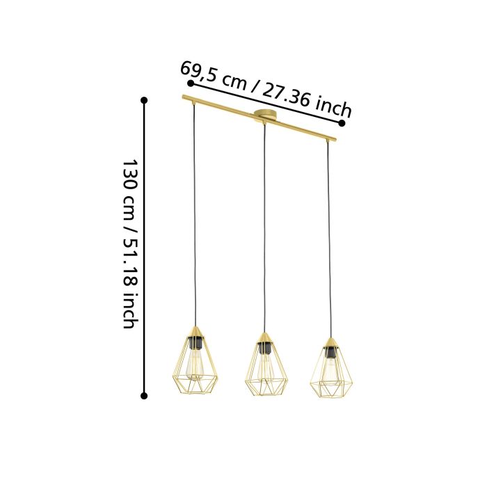 Carregue imagem no visualizador da galeriaCandeeiro de teto suspenso com abajures de arame latão TARBES EGLO

