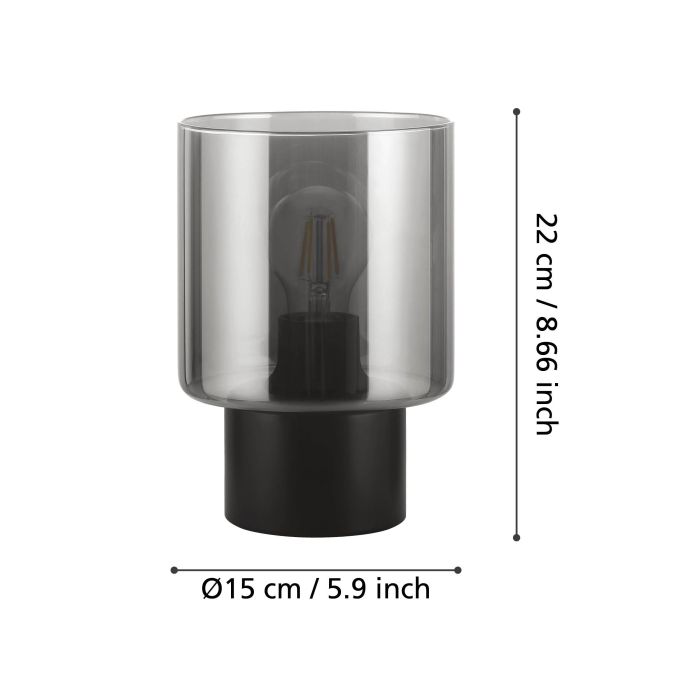 Load image into Gallery viewer, Candeeiro de Mesa com Cilindro de Vidro Preto Fumado GOROSIBA EGLO
