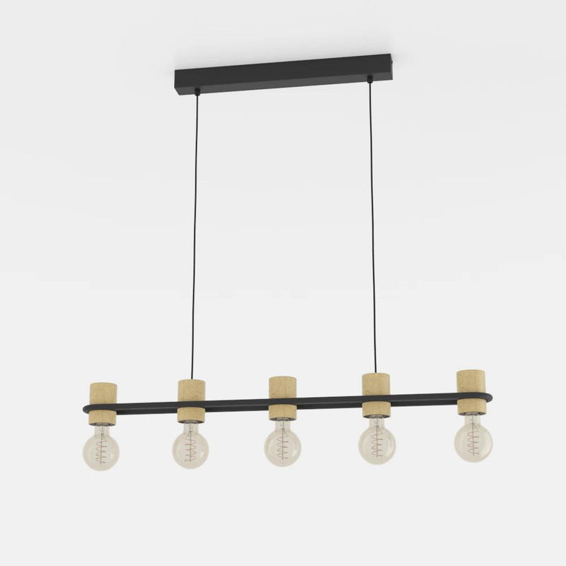 Carregue imagem no visualizador da galeriaCandeeiro de teto com anel elíptico e suportes em madeira CHIEVELEY EGLO
