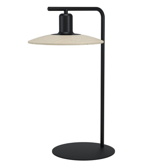 Candeeiro de Mesa com Base de Metal Preto e Madeira Natural MAYAZES EGLO