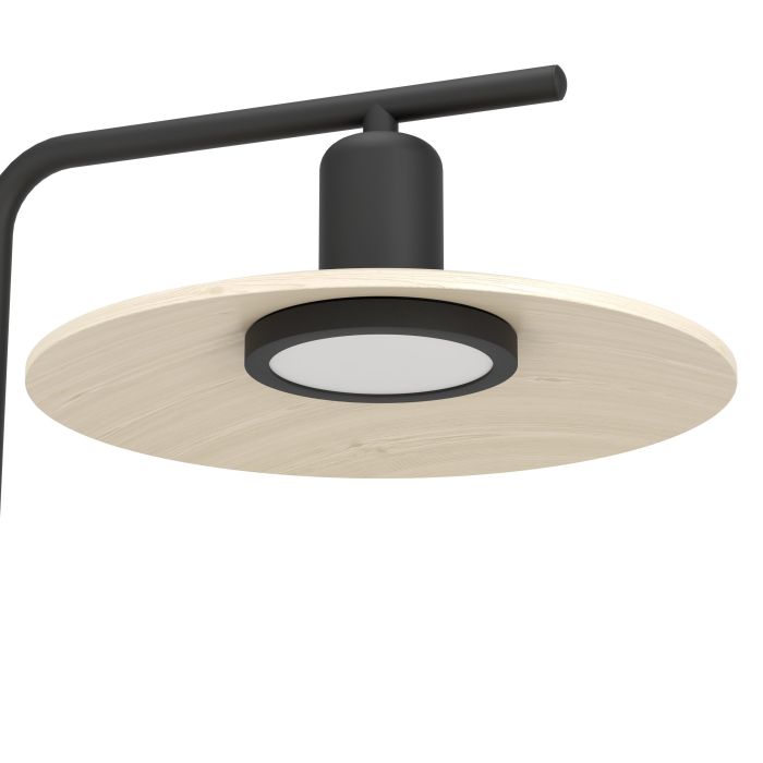 Chargez l'image dans la visionneuse de la galerie, Candeeiro de Mesa com Base de Metal Preto e Madeira Natural MAYAZES EGLO
