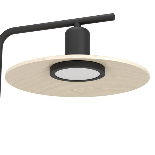 Candeeiro de Mesa com Base de Metal Preto e Madeira Natural MAYAZES EGLO