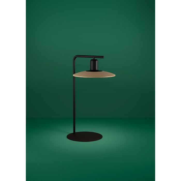 Chargez l'image dans la visionneuse de la galerie, Candeeiro de Mesa com Base de Metal Preto e Madeira Natural MAYAZES EGLO
