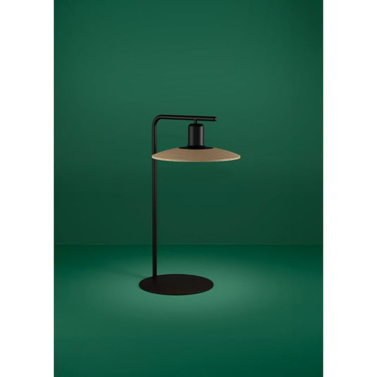 Candeeiro de Mesa com Base de Metal Preto e Madeira Natural MAYAZES EGLO