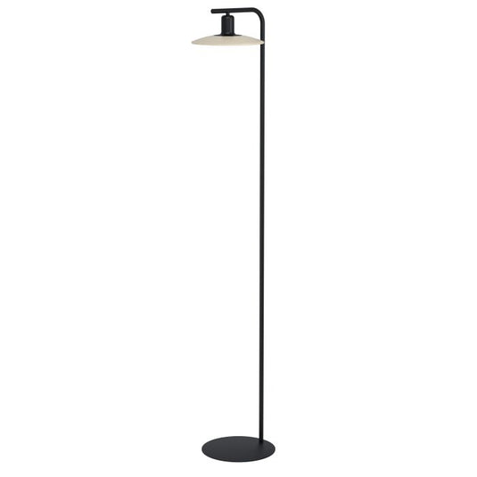 Candeeiro de pé com base alta em metal preto e cabeça em madeira natural MAYAZES EGLO
