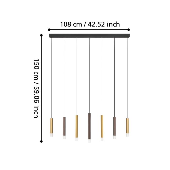 Load image into Gallery viewer, Candeeiro de teto suspenso com LED dourado e castanho ESTANTERIOS EGLO
