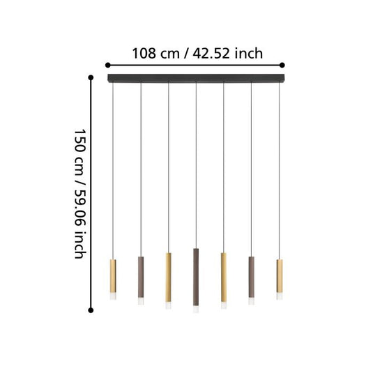 Candeeiro de teto suspenso com LED dourado e castanho ESTANTERIOS EGLO