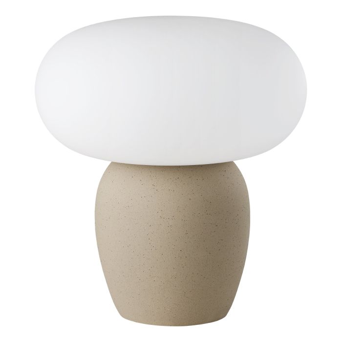Chargez l'image dans la visionneuse de la galerie, Candeeiro de Mesa com Base Cerâmica Creme e Abajur de Vidro Branco CAHUAMA EGLO
