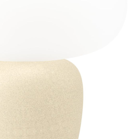 Candeeiro de Mesa com Base Cerâmica Creme e Abajur de Vidro Branco CAHUAMA EGLO