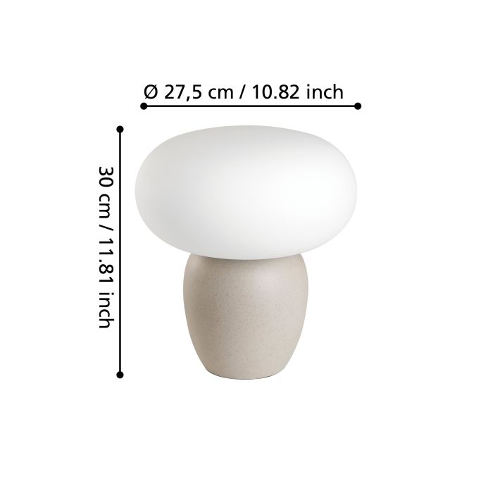 Chargez l'image dans la visionneuse de la galerie, Candeeiro de Mesa com Base Cerâmica Creme e Abajur de Vidro Branco CAHUAMA EGLO
