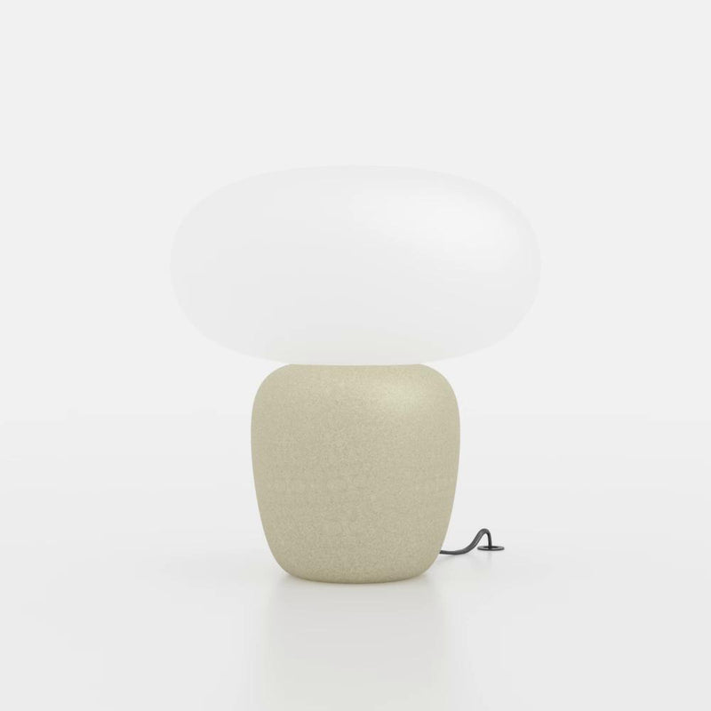 Chargez l'image dans la visionneuse de la galerie, Candeeiro de Mesa com Base Cerâmica Creme e Abajur de Vidro Branco CAHUAMA EGLO
