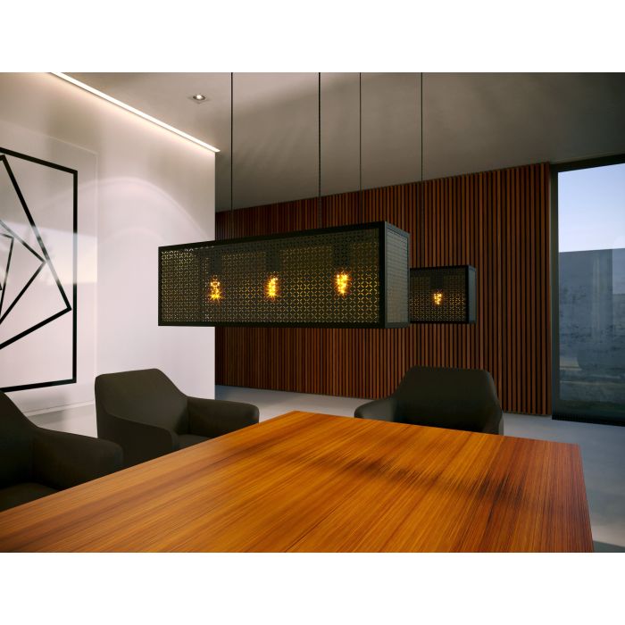 Load image into Gallery viewer, Candeeiro de teto com pormenores geométricos preto e dourado SALLICANO EGLO
