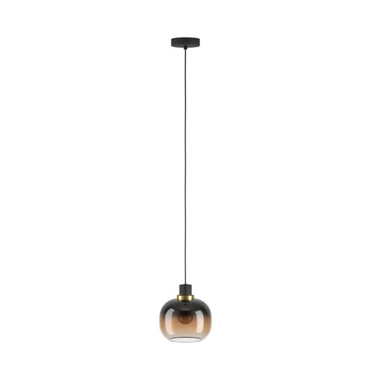 Candeeiro de teto com abajur de vidro esférico preto e castanho OILELLA EGLO
