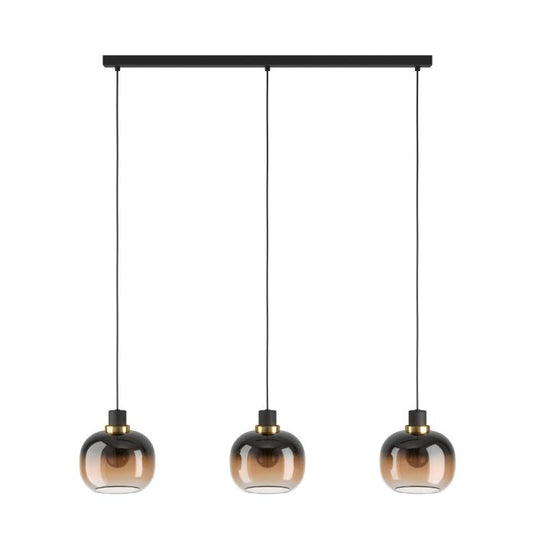 Candeeiro de teto com três abajures esféricos em vidro preto e castanho OILELLA EGLO