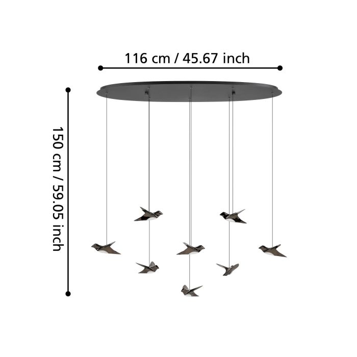 Carregue imagem no visualizador da galeriaCandeeiro de teto suspenso com pássaros LED PARATEBUENO EGLO
