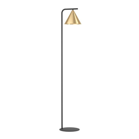 Candeeiro de pé com base curva em metal preto e abajur latão NARICES EGLO