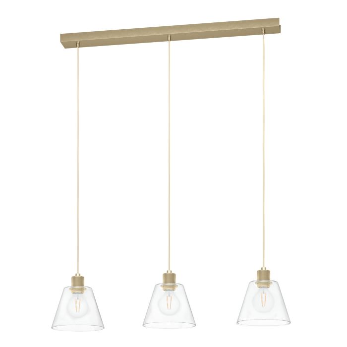 Carregue imagem no visualizador da galeriaCandeeiro de teto suspenso com vidro transparente e metal dourado COPLEY EGLO
