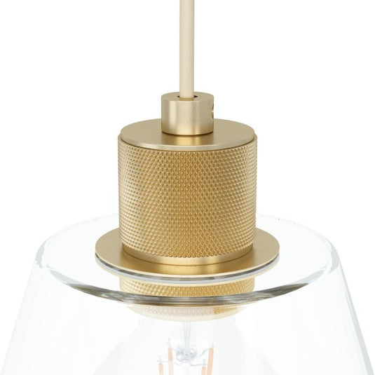 Candeeiro de teto suspenso com vidro transparente e metal dourado COPLEY EGLO