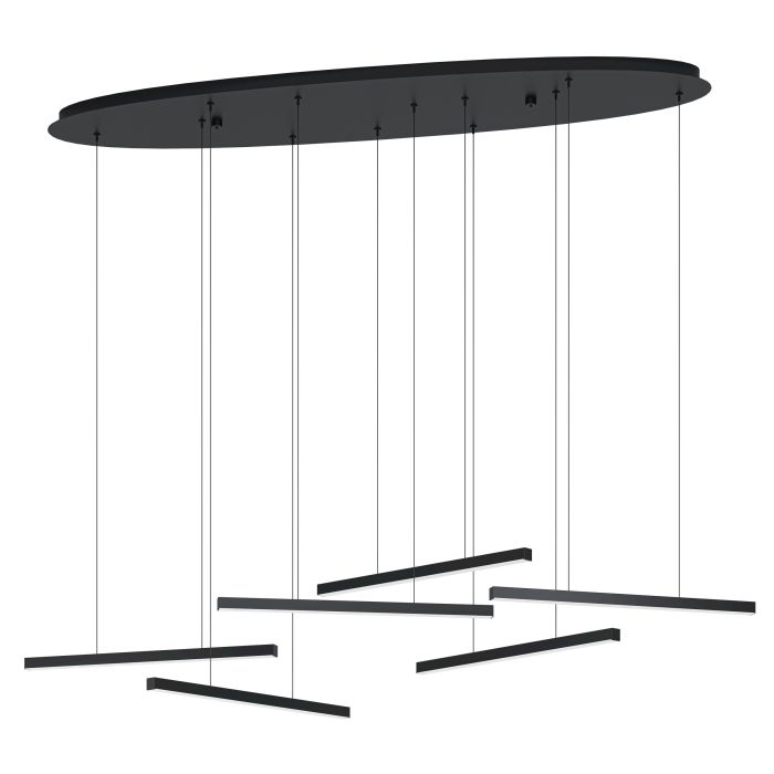 Cargue la imagen en el visor de la galería, Candeeiro de teto suspenso LED com barras de luz em aço preto LINDOZA EGLO
