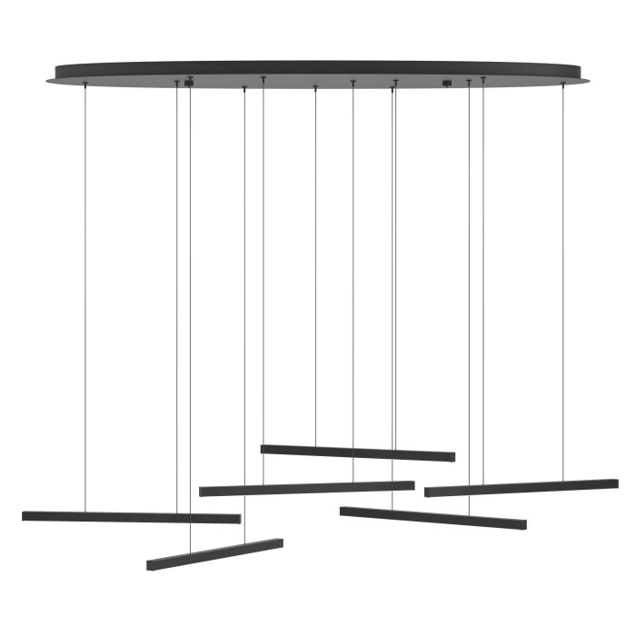 Cargue la imagen en el visor de la galería, Candeeiro de teto suspenso LED com barras de luz em aço preto LINDOZA EGLO
