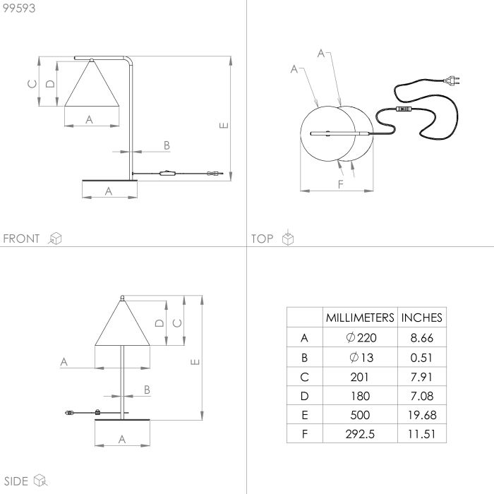 Chargez l'image dans la visionneuse de la galerie, Candeeiro de Mesa com Base Curva em Metal Preto e Abajur Cónico Latão Escovado NARICES EGLO
