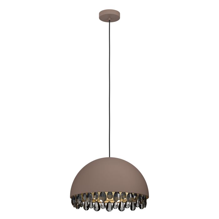 Load image into Gallery viewer, Candeeiro de teto com abajur redondo metal moka e cristais pretos GAETANO 2 EGLO
