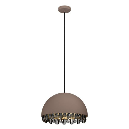 Candeeiro de teto com abajur redondo metal moka e cristais pretos GAETANO 2 EGLO