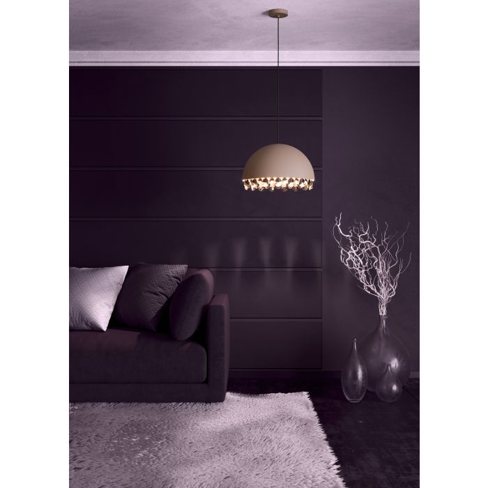 Load image into Gallery viewer, Candeeiro de teto com abajur redondo metal moka e cristais pretos GAETANO 2 EGLO

