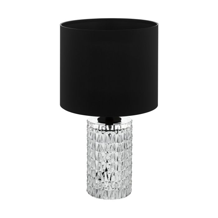 Load image into Gallery viewer, Candeeiro de Mesa com Cilindro de Vidro e Abajur Preto SAPUARA EGLO
