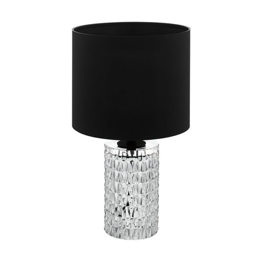 Candeeiro de Mesa com Cilindro de Vidro e Abajur Preto SAPUARA EGLO