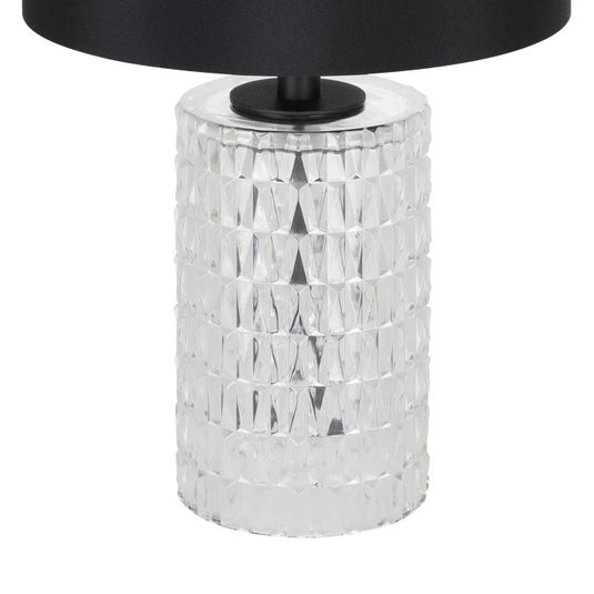 Candeeiro de Mesa com Cilindro de Vidro e Abajur Preto SAPUARA EGLO
