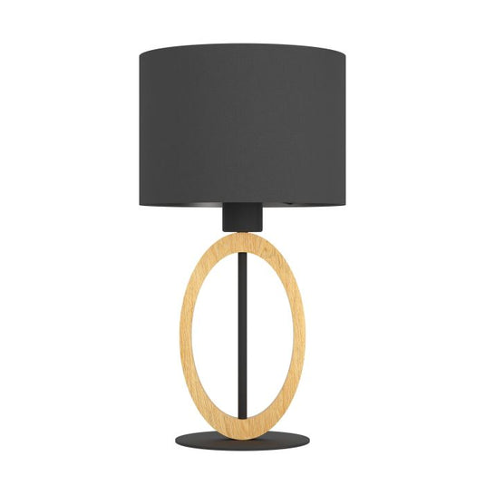 Candeeiro de Mesa com Base de Metal Preto e Madeira BASILDON 1 EGLO